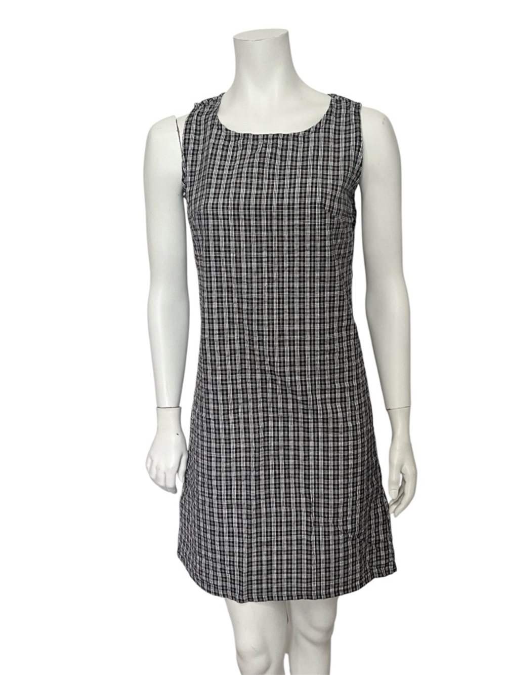 VINTAGE 90s Sleeveless Plaid Cotton Shift Dress Size Small